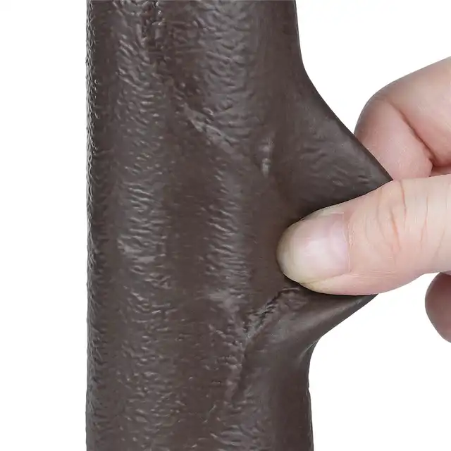 LoveToy – 8.5'' Sliding Skin Dual Layer Dong Black. Realistyczne dildo z przesuwającą się skórą i mocną przyssawką