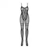 Obsessive - F213 XL/XXL Black. Bodystocking koronkowy, perfekcyjnie przylegający. 