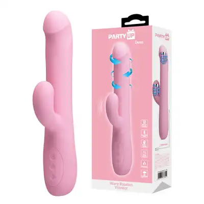 Party Up - Dean. Wibrator króliczek z 12 trybami wibracji i 4 funkcjami rotacji dla podwójnej rozkoszy