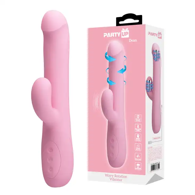 Party Up - Dean. Wibrator króliczek z 12 trybami wibracji i 4 funkcjami rotacji dla podwójnej rozkoszy