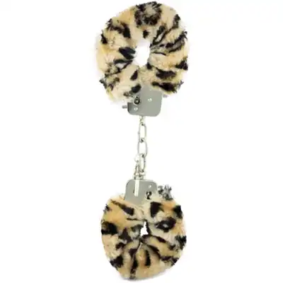 Dream Toy - Leopard Love Cuff. Metalowe kajdanki z futerkiem w panterkę