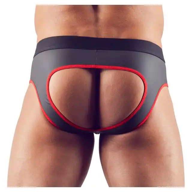 Svenjoyment – Men’s JockL L. Neoprenowy jock z czerwonym akcentem i zamkiem dla odważnych mężczyzn