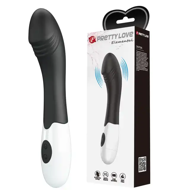 Pretty Love – Elemental Black. Klasyczny, prosty wibrator z 30 programami (14 cm), w nowym czarnym kolorze.