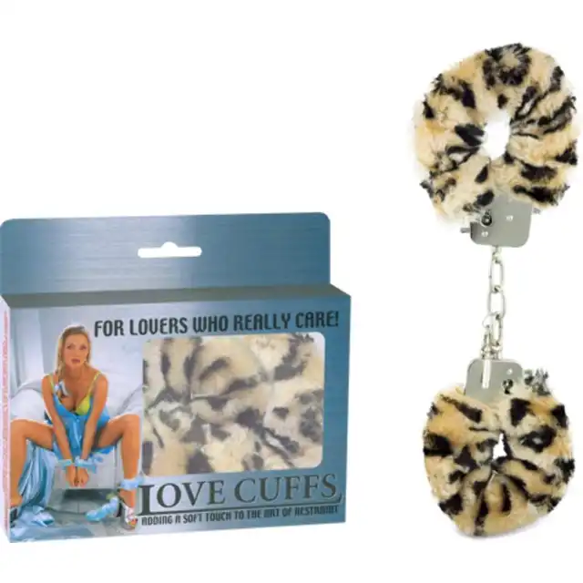 Dream Toy - Leopard Love Cuff. Metalowe kajdanki z futerkiem w panterkę