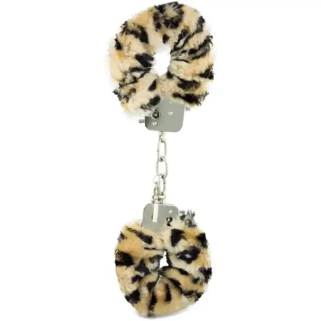 Dream Toy - Leopard Love Cuff. Metalowe kajdanki z futerkiem w panterkę