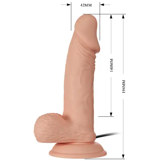 Baile - Beautiful Zebulon Vibration 7.6". Realistyczne dildo wibrujące o długości 7,6 cala, które łączy miękką, przypominającą skórę powierzchnię TPR z mocnym wewnętrznym rdzeniem