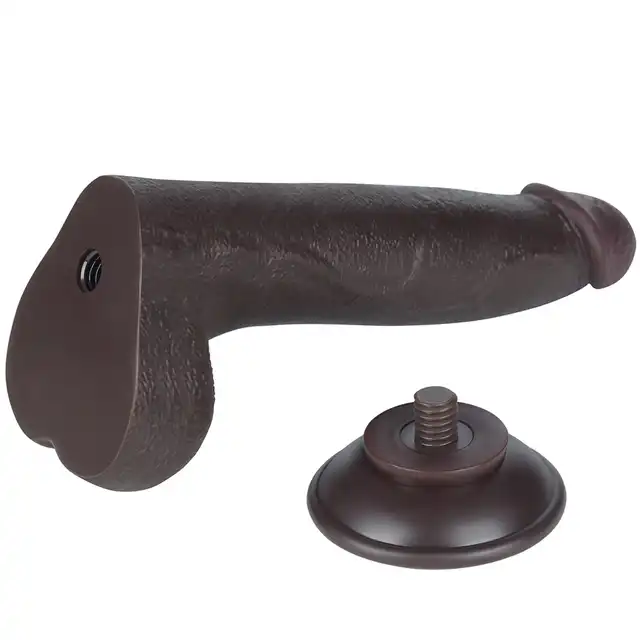 LoveToy – 8.5'' Sliding Skin Dual Layer Dong Black. Realistyczne dildo z przesuwającą się skórą i mocną przyssawką