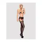 Obsessive - Rajstopy S307 Black XL/XXL. Pończochy z pasem w jednym, czarna zmysłowa elegancja.