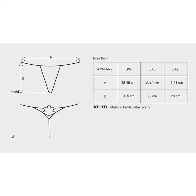 Obsessive - Luiza Thong S/M Black. Subtelna prowokacja w minimalistycznym wydaniu