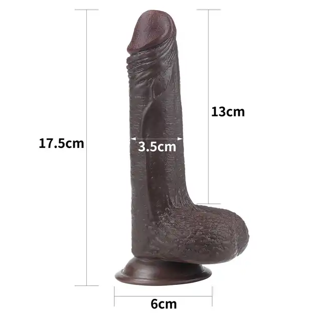 LoveToy - Dildo 7'' Sliding Skin Dual Layer Dong Black. Realistyczny penis z technologią podwójnej gęstości i ruchomą skórą dla maksymalnie naturalnych doznań.
