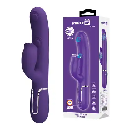 Party Up - Alan. Króliczek z funkcją lizania i przyciskiem Burst Climax dla intensywnej podwójnej stymulacji