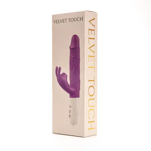 Velvet Touch – Wibrator Silikonowy Typ Króliczek Ładowany USB Fioletowy. Zmysłowy wibrator z funkcją podgrzewania i podwójną stymulacją dla pełni doznań