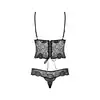 Obsessive - Alluria Teddy S/M - Czarne body o zjawiskowym fasonie z kwiatowym motywem!