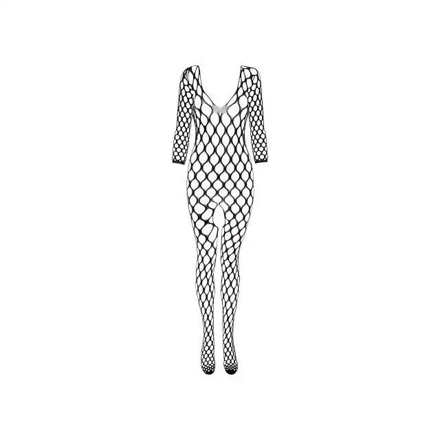 Christine - Fishnet Catsuit Safia. Czarny bodystocking z otwartym kroczem. Odważna propozycja, która zachwyci nie tylko Ciebie!