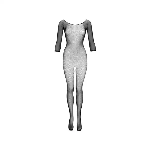 Christine - Catsuit Vaera Black. Zmysłowy bodystocking z otwartm krokiem. Prostota w odważnym i kuszącym wydaniu!