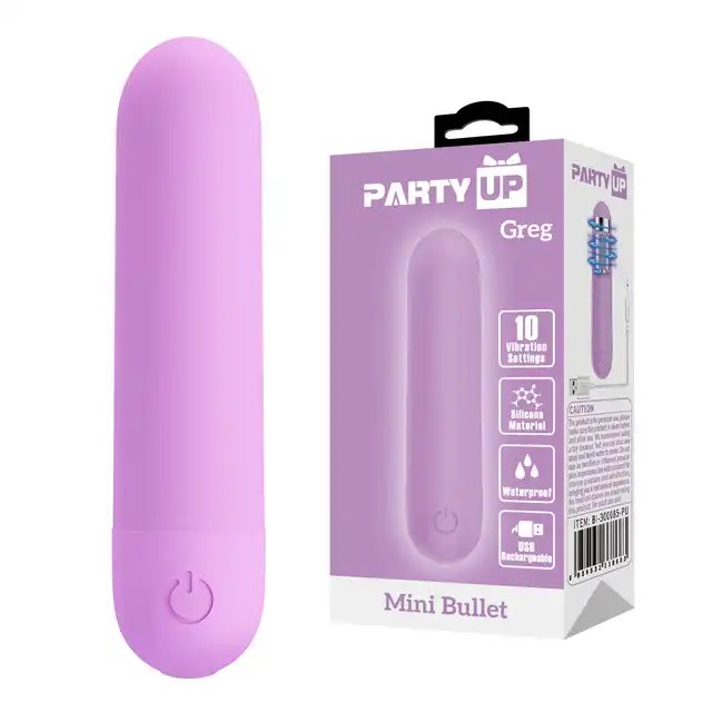 Party Up – Greg. Mini wibrator bullet, dyskretny rozmiar, maksymalna moc doznań, fioletowy
