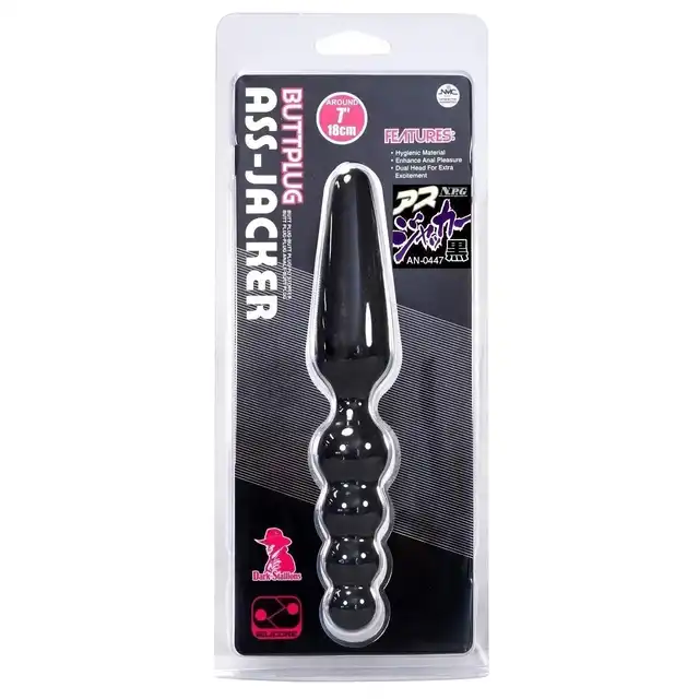 NMC – Buttplug Ass-Jacker. Dwustronna czarna, silikonowa zatyczka analna.