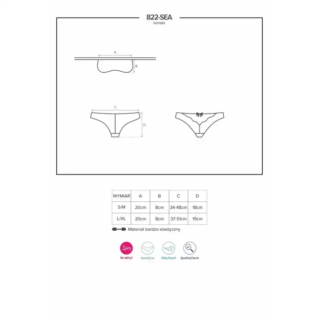 Obsessive - 822-SEA-3. Zmysłowy komplet 2-częściowy z maską i figami w rozmiarze L/XL