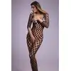 Christine - Fishnet Catsuit Safia. Czarny bodystocking z otwartym kroczem. Odważna propozycja, która zachwyci nie tylko Ciebie!