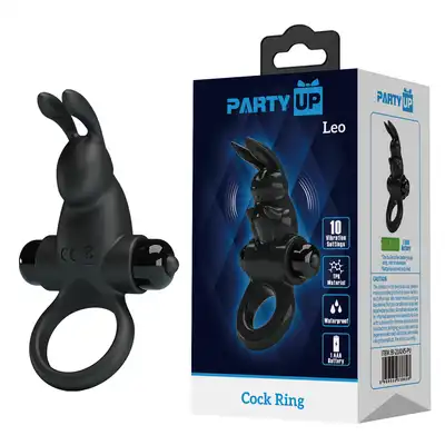 Party Up - Larry. Wibrujący pierścień erekcyjny króliczek, podwójna przyjemność dla Ciebie i Twojego partnera