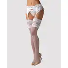 Obsessive – 810-STO-2 White S/M. Delikatne, białe pończochy w kobiecym stylu z koronką