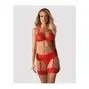 Obsessive - 838-SEG-3 Red L/XL. Zmysłowy komplet 3-częściowy, idealny romantyczny zestaw. 