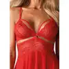 Obsessive - 838-BAB-3 Red XXL. Babydoll i stringi wieczorowy kuszący zestaw. 