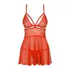 Obsessive - 838-BAB-3 Red XXL. Babydoll i stringi wieczorowy kuszący zestaw. 