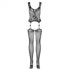 Obsessive- Bodystocking F221. Seksowna siateczka z motywem kwiatowym. Rozmiar: XL/XXL