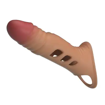 Pretty Love – Penis Sleeve Extender. Realistyczna wibrująca nakładka na penisa z nakładką na jądra (22cm)