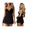 Obsessive - 810-BAB-1 Black L/XL. Babydoll i stringi, elegancka koszula nocna.