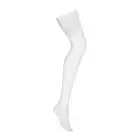 Obsessive – 810-STO-2 White S/M. Delikatne, białe pończochy w kobiecym stylu z koronką