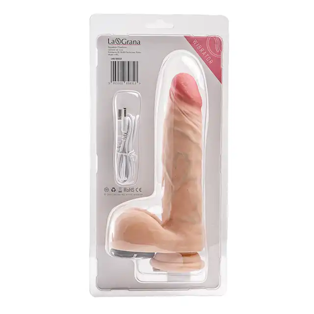 Simple Pleasure - wibrator z 10 trybami wibracji z cyberskóry, bezprzewodowy, na pilota, 23 cm - Naturalny wygląd. Mocne wibracje. Maksimum przyjemności!