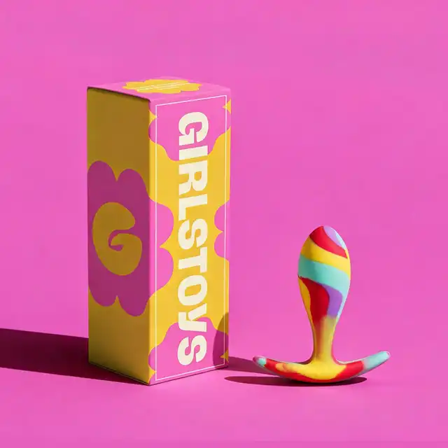 Girls Toys - Plug Florent. Rainbow Candy Plug L. Niesamowity silikonowy tęczowy korek analny 9,5 cm długości
