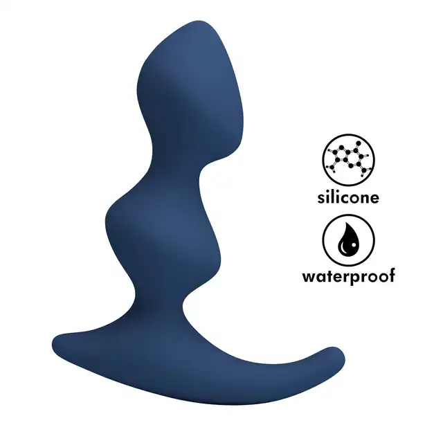 Mr. Play -  David/Samuel Prostate Massager. Niebieski profilowany silikonowy masażer prostaty 11,8 cm długości