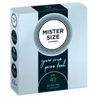 Mister Size - 3 Condoms 47 mm - Ultra cienkie dopasowane prezerwatywy 47 mm, 3 sztuki - Poczuj więcej dzięki właściwemu rozmiarowi!