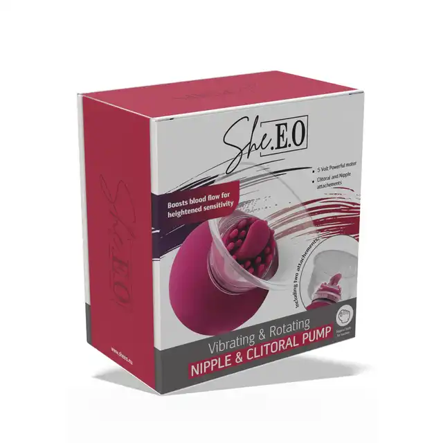 She. E.O. - Spektakularna zabawka. Pompka na sutki wibrująca i rotująca! Vibrating &amp; Rotating Nipple &amp; Clitoral Pump. Super Produkt!