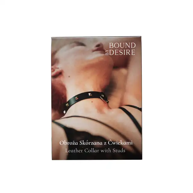 Bound by Desire – Obroża Skórzana z Ćwiekami - Drapieżna elegancja na Twoich zasadach!