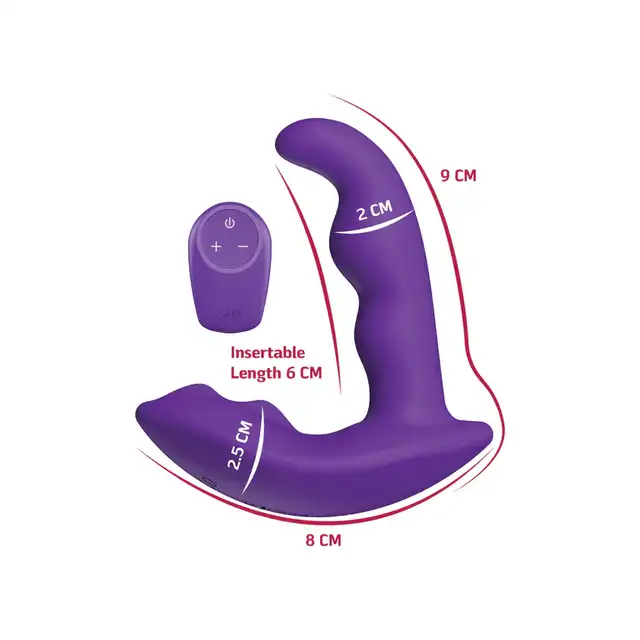 She. E.O. - Stymulator analny 9cm zaprojektowany dla kobiet. 2 silniki.  Stymulacja wewnętrzna i zewnętrzna. 10 programów. Zdalnie sterowany.