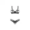 Obsessive Euridia 2pcs Crotchless Set M/L - Czarny Komplet Bielizny z Otwartym Krojem - Dla tych, które wiedzą, czego chcą.