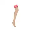 Obsessive Matildea Stockings Red S/M - Cieliste Pończochy z Czerwoną Koronką - Subtelna baza, wyrazisty detal!
