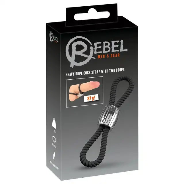 Rebel - Heavy Rope Cock Strap with Two Loops 87g - Podwójny Pierścień na Penisa i Jądra z Obciążnikiem - Stworzony, by wzmocnić każdą chwilę.