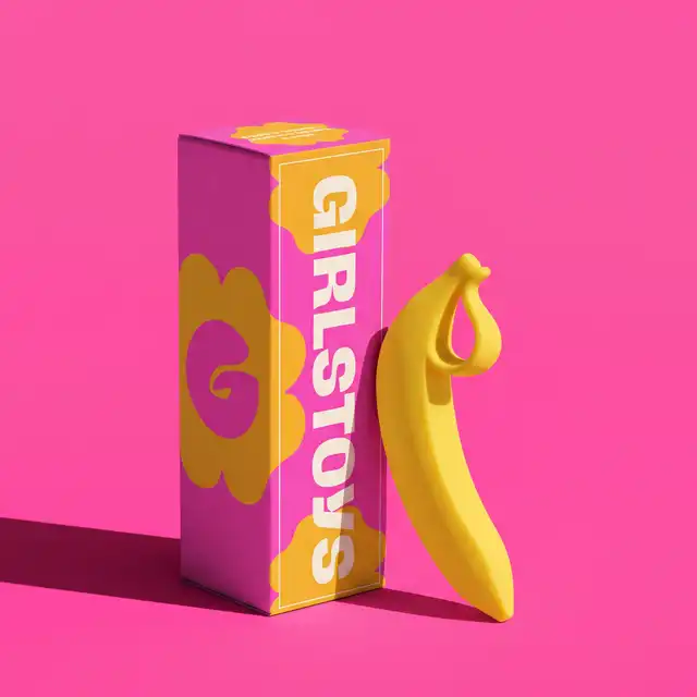 Girls Toys - Linate. Żółte silikonowe dildo dla kobiet o zakrzywionym kształcie z uchwytem