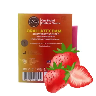 EXS – Oral Latex Dam. Prezerwatywa oralna lateksowa o zapachu truskawki zapewniająca bezpieczną barierę ochronną