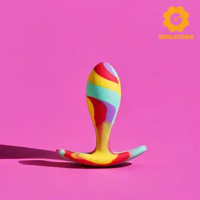 Girls Toys - Plug Florent. Rainbow Candy Plug L. Niesamowity silikonowy tęczowy korek analny 9,5 cm długości