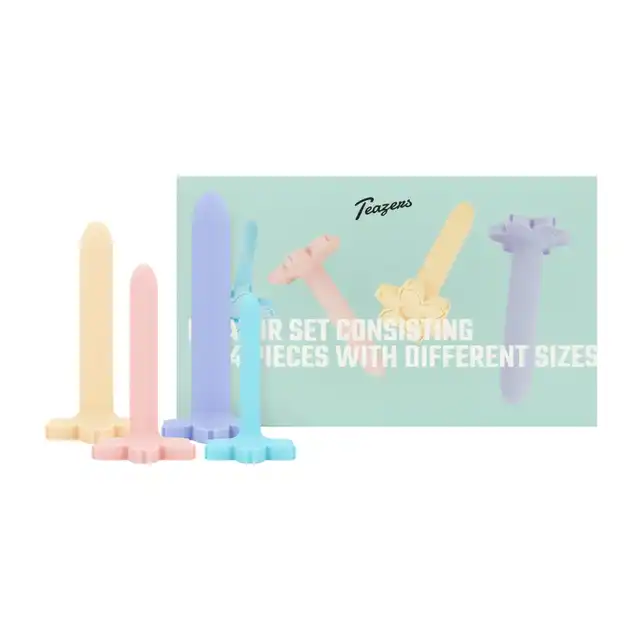 Teazers – Vagina Dilator Set 4pcs. Zestaw czterech silikonowych dilatorów do komfortowego i stopniowego rozszerzania pochwy