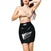 Glossy - Leanne Black Skirt M. Mini spódnica z wiązaniem, otwarty tył. 