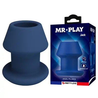 Mr. Play Jack Anal Plug S. Niebieski, silikonowy tunel analny 7,7 cm długości i 3,1 cm średnicy wewnętrznej