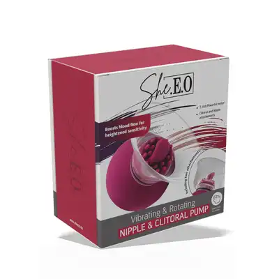 She. E.O. - Spektakularna zabawka. Pompka na sutki wibrująca i rotująca! Vibrating &amp; Rotating Nipple &amp; Clitoral Pump. Super Produkt!