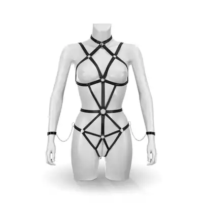 Bijoux Pour Toi Emmanuelle Harness Body – Jednoczęściowy Harness Modelujący Sylwetkę - Podkreśla sylwetkę i pewność siebie. One Size, czarny.